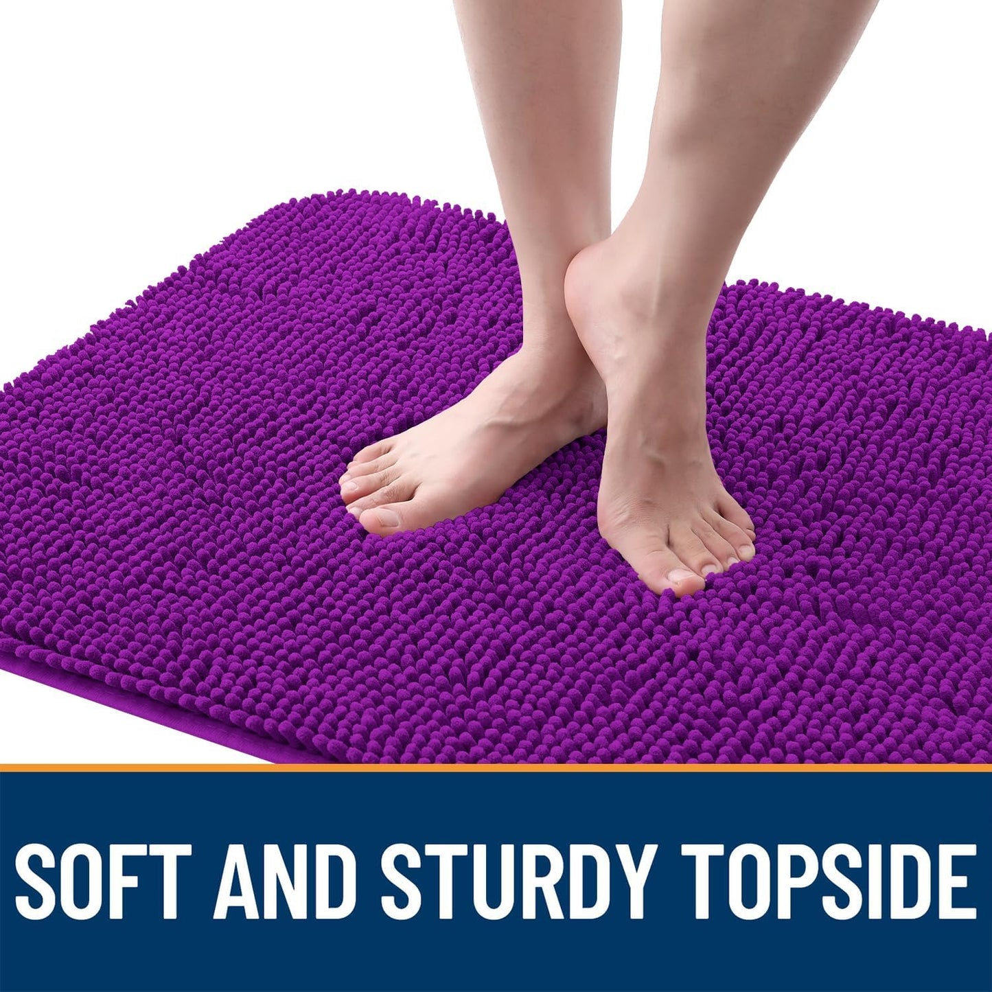 OLANLY Dog Door Mat for Muddy Paws 24x16, Absorbs Moisture and Dirt, Absorbent Non-Slip Washable Doormat, Quick Dry Chenille Mud Mat for Dogs, Entry Indoor Entryway Carpet for Inside Floor, Purple