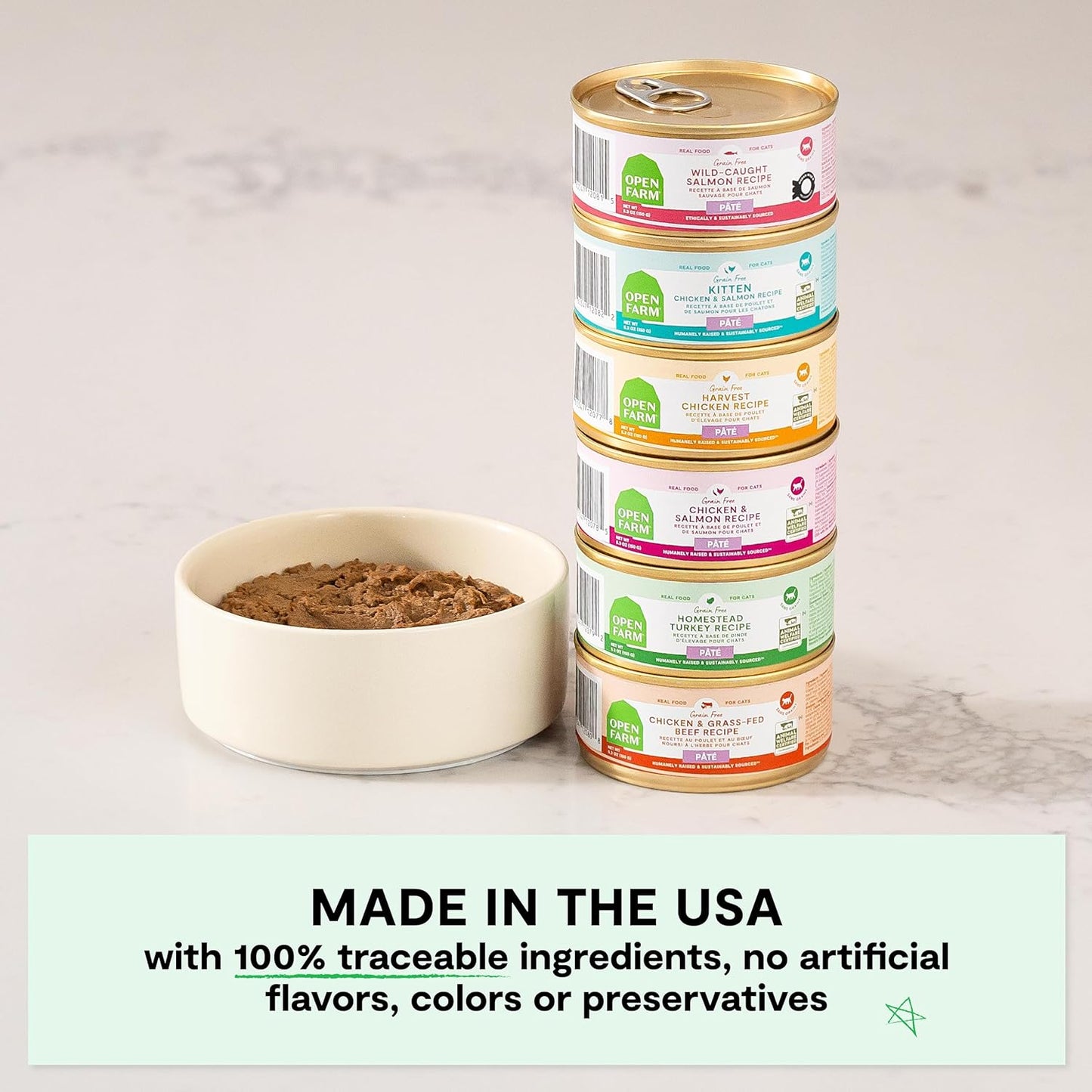 Open Farm Canned Cat Food, Paté for Complete & Balanced Nutrition, Grain-Free and Legume-Free Wet Cat Food, Homestead Turkey Recipe, 2.8oz Cans (Case of 18)