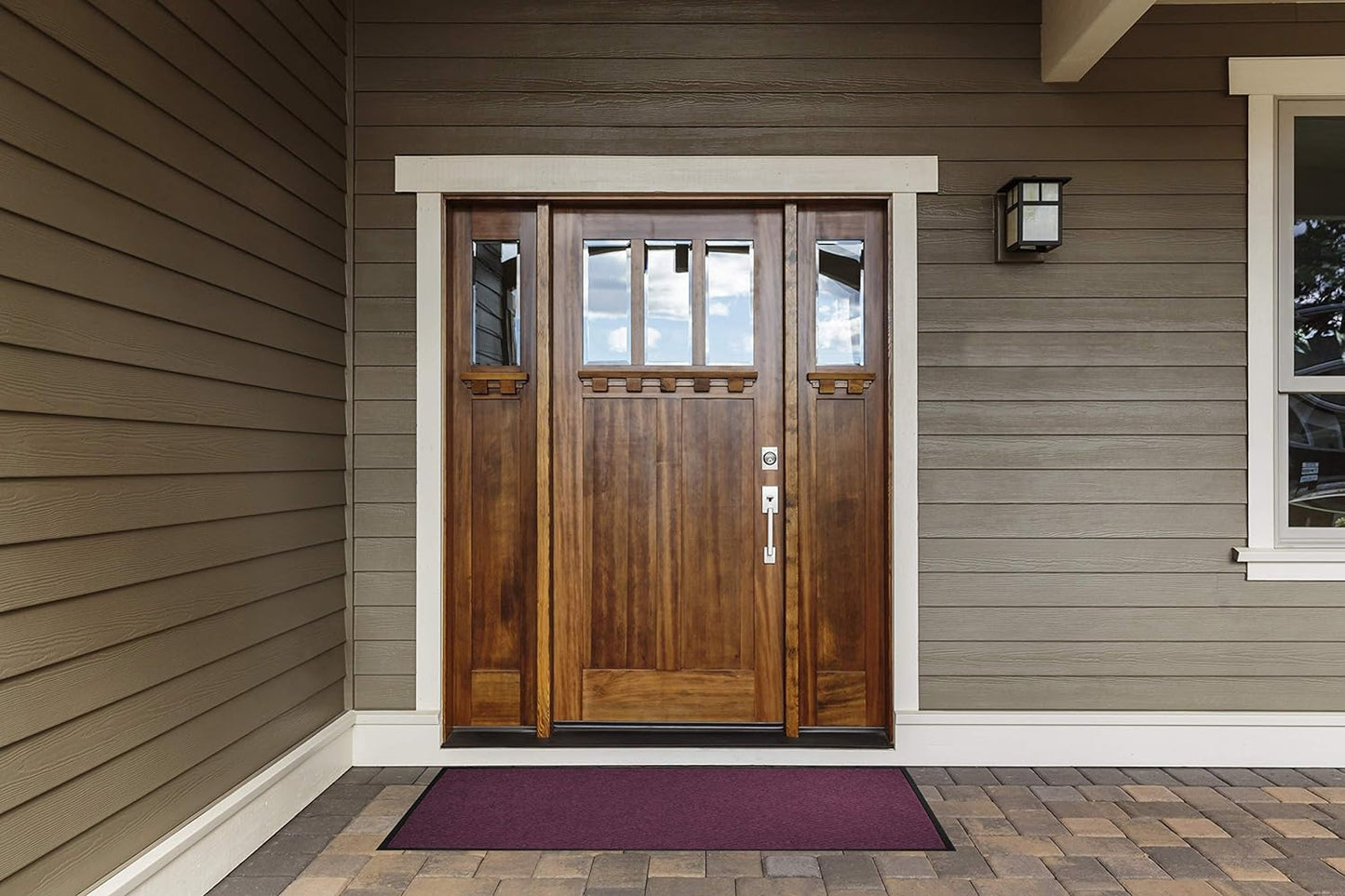 WaterHog Diamond | Commercial-Grade Entrance Mat with Rubber Border – Indoor/Outdoor, Quick Drying, Stain Resistant Door Mat (Medium Brown, 3' x 4')