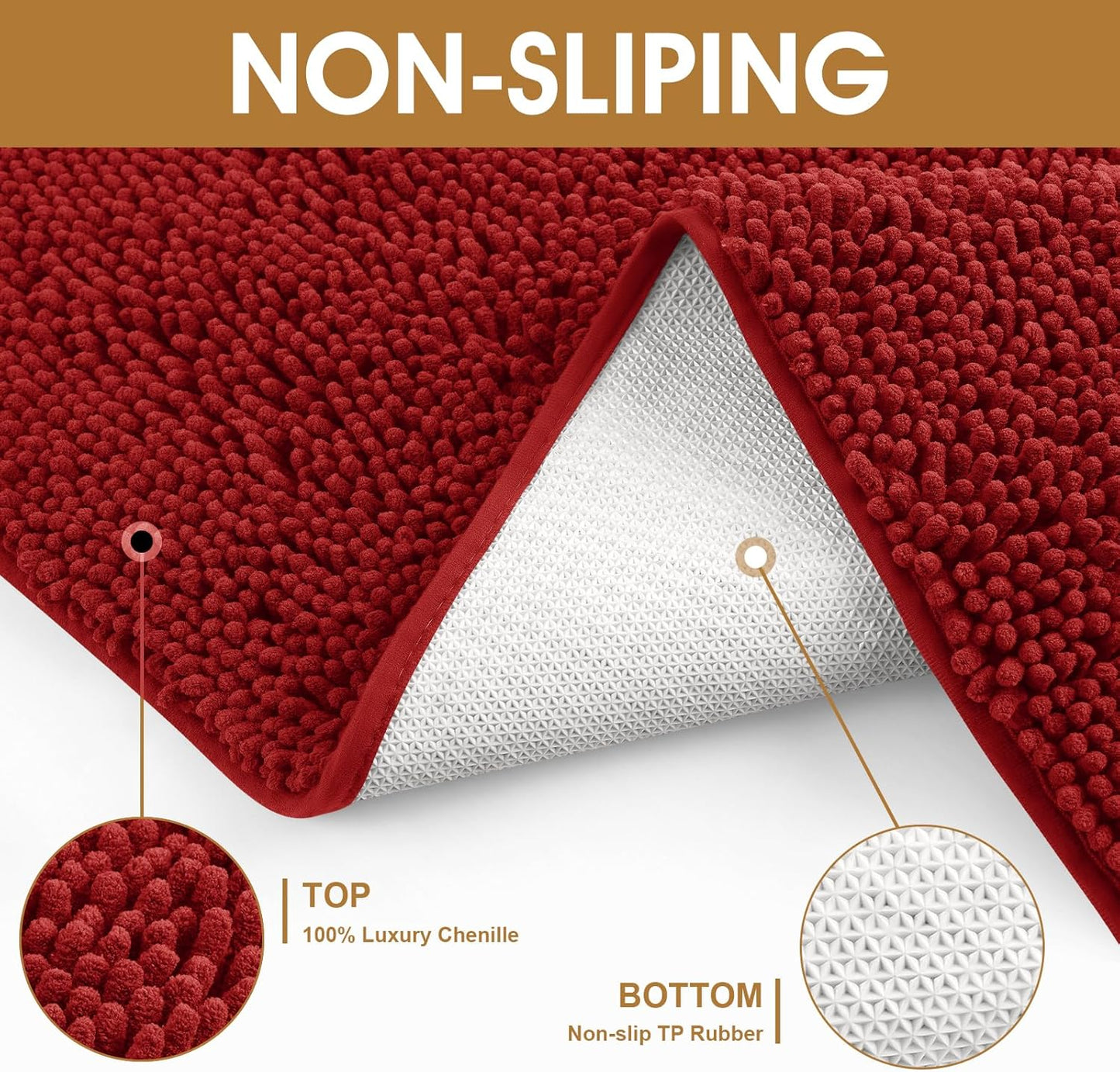 Dog Door Mats for Muddy Paws, Chenille Absorbent Door Mats, Non Slip Heavy Mud Mat for Dogs, Soft Indoor Door Mat for Entryway, Mud Paws, Inside Floor,36" X 24", Red
