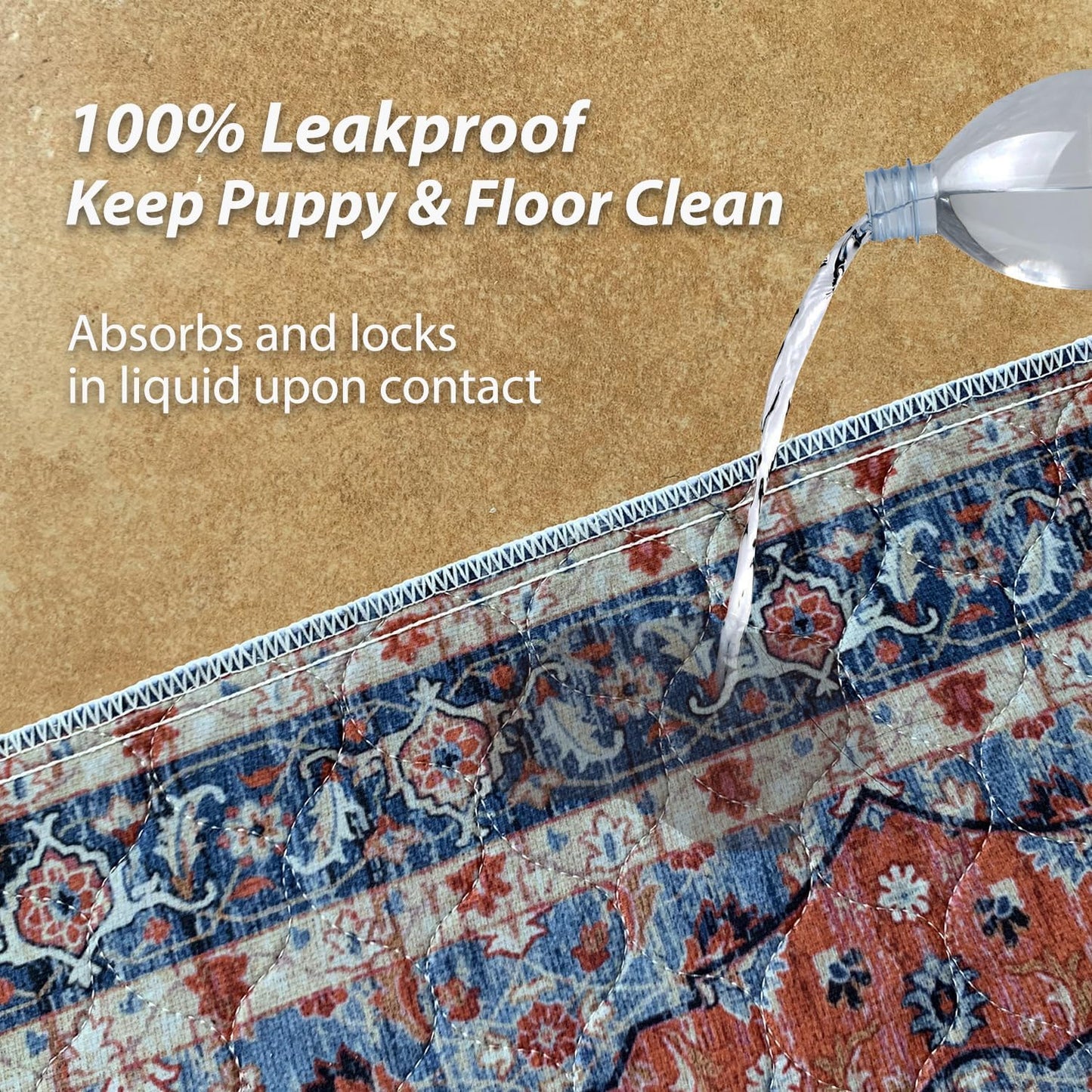 nunubaby Washable Pee Pads for Dogs, Stylish, Non-Slip and Leak-Proof Pee Pads. Reusable Potty Pads for Dogs for Crates and Floors.(Red/Floral, 31" x36")