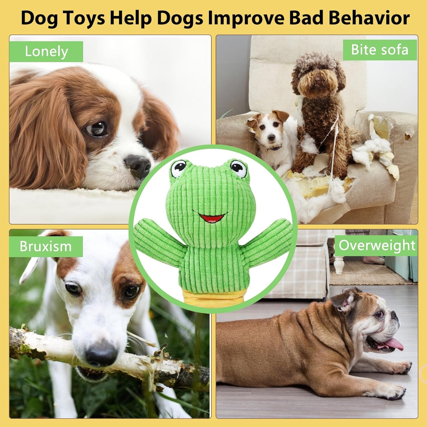 Dog Squeak Toys Durable Plush Dog Toy with Crinkle Paper, Tug of War Pull Toys for Puppies, Interactive Dog Chew Toys for Small, Medium and Large Dogs