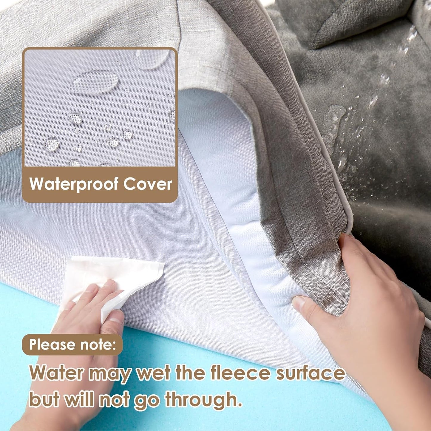 EHEYCIGA Orthopedic Dog Beds Large Sized Dog, Waterproof Memory Foam Pet Bed with Sides, Non-Slip Bottom Large Pet Bed with Washable Removable Cover, Grey