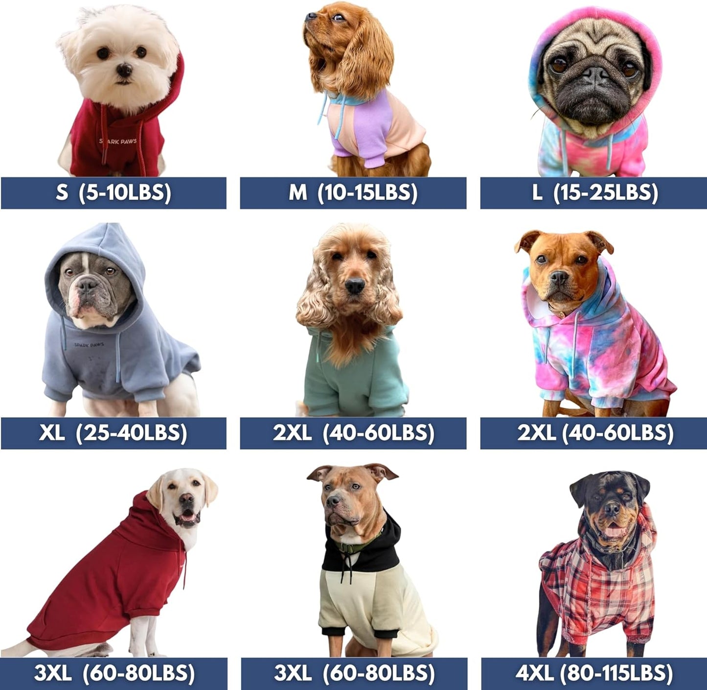 Spark Paws Dog Hoodie – Premium Dog Sweater for Small, Medium, and Large Dogs | Warm Outfits for French Bulldogs, Pitbull, Puppy, Winter Jacket Alternative - Rock and Roll - S