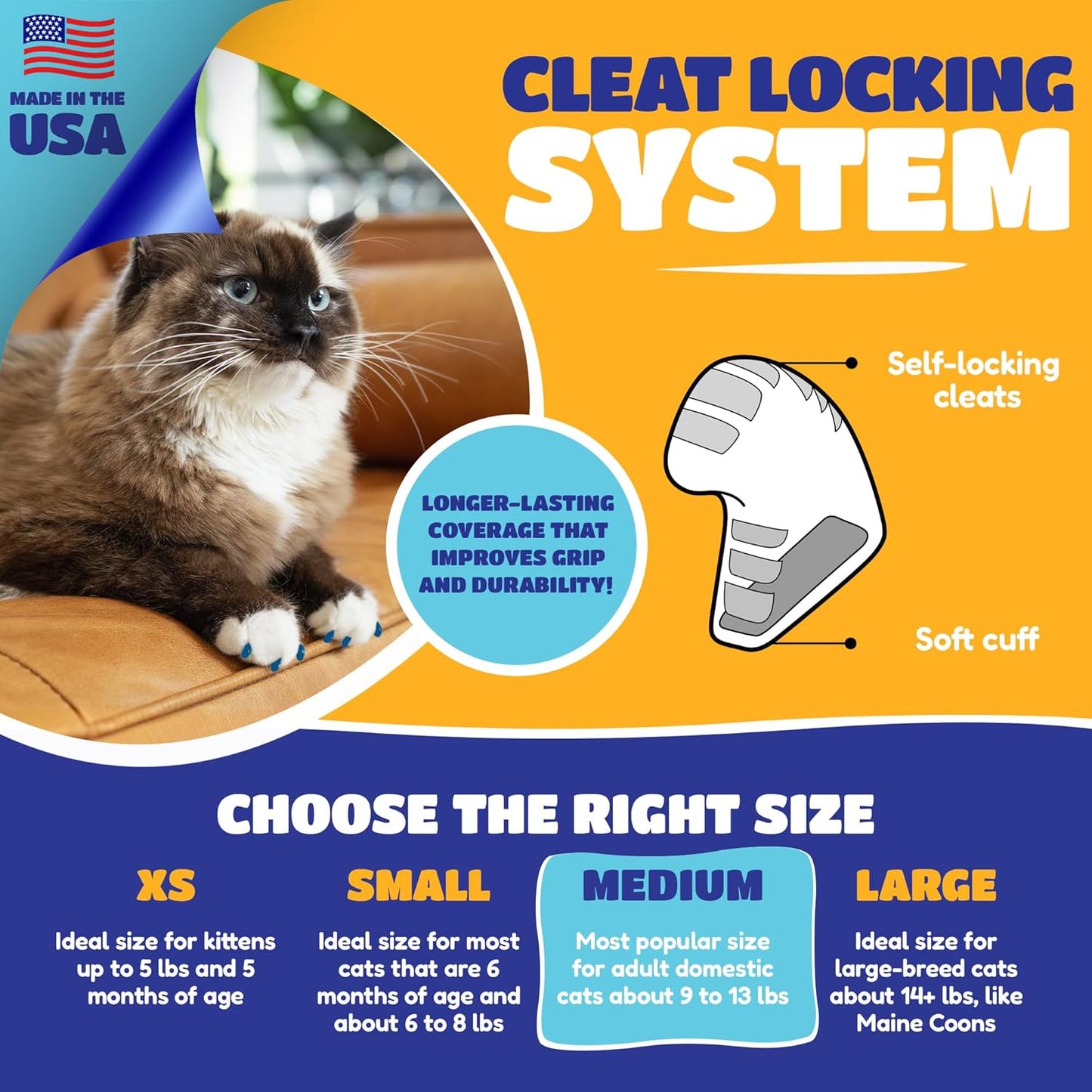 Soft Claws Cat Nail Caps for Small Cats – (40 Caps, Clear) - Made in USA - Veterinarian-Developed | Protects Furniture & Skin - Easy to Apply, Long-Lasting Anti-Scratch Soft Cat Claw Covers