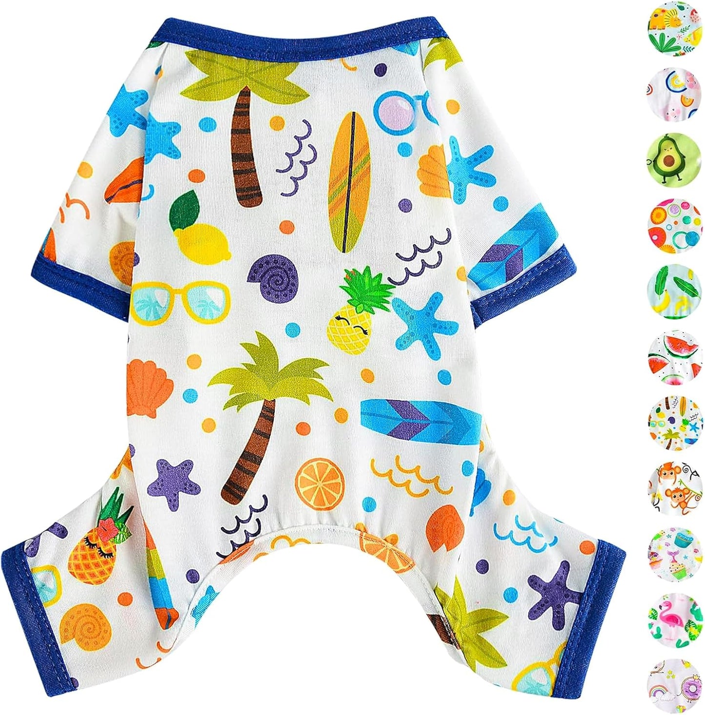 Dog Pajamas Pjs Fall Summer Dog Clothes for Small Dogs Girl - Boy - Medium Size Dogs, Soft Stretchy Puppy Clothes Doggie Onesies Cat Pet Jammies Outfit (Beach, XX-Large)