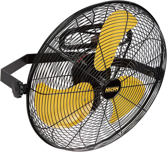 HiCFM 18 inch Outdoor Wall Mount Fan, 4300 CFM High Velocity 3-Speed Weatherproof Wall-Mounted Fans with IP44 Motor and Manual GFCI Plug for Patios, Greenhouse, and Gazebo - UL Listed