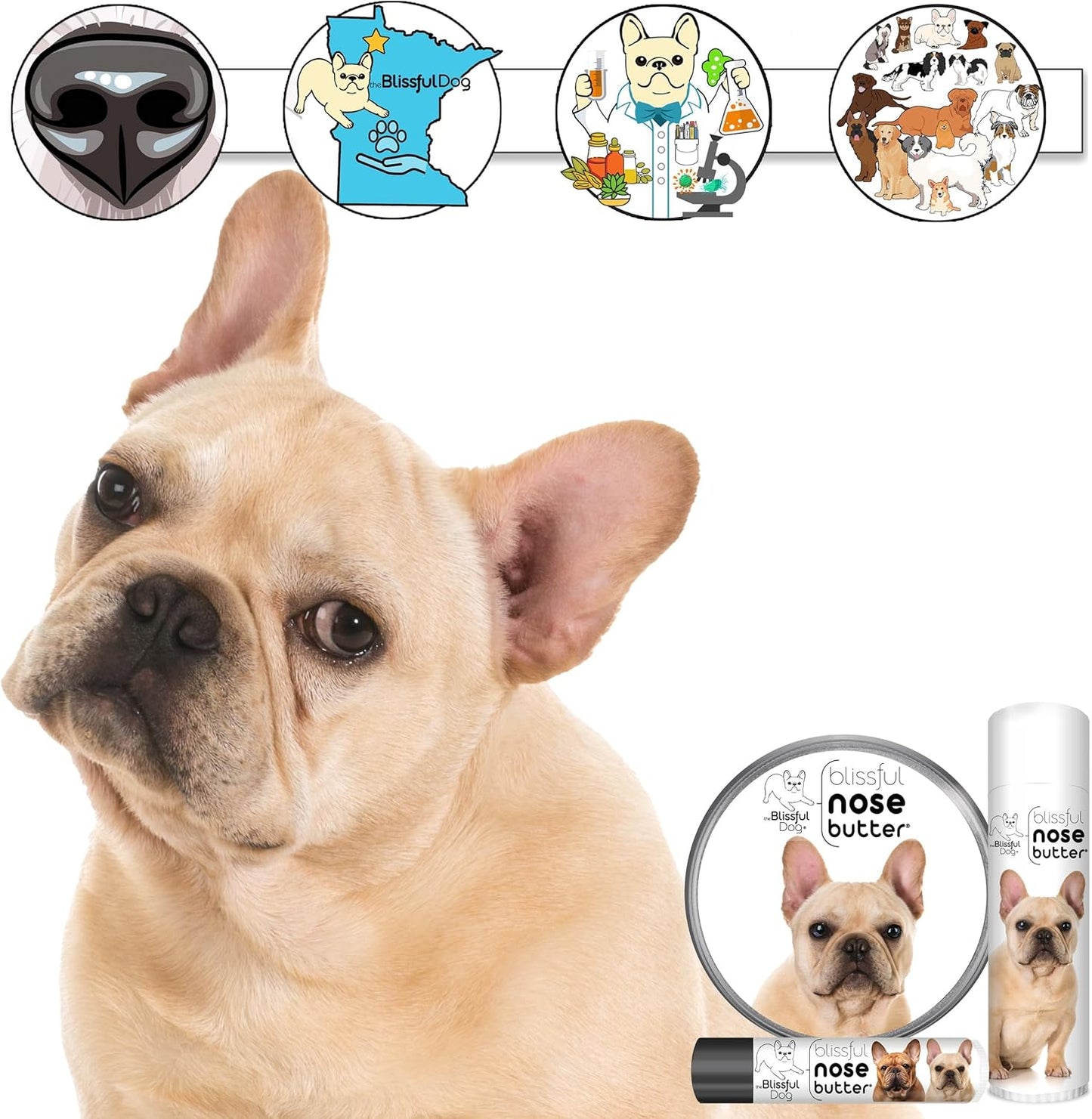 The Blissful Dog Fawn French Nose Butter, Versatile Dog Nose Balm for Dry Nose, Handcrafted Nose Moisturizer, Easy-to-Apply Dog Essentials, Unscented, 1 oz.