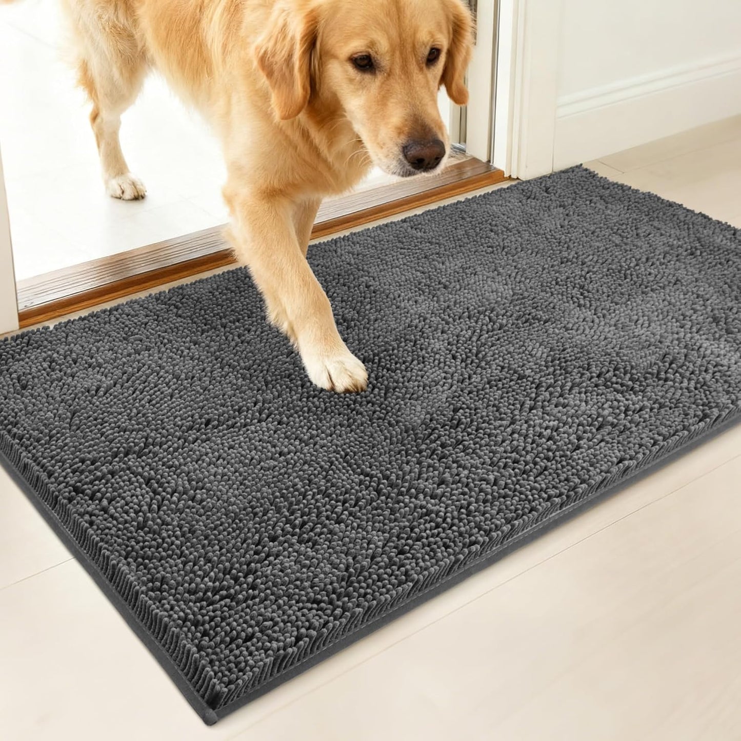 Dog Door Mat Indoor Entrance, 72" x 36" Absorbent Quick-Drying Mud Mat for Dogs, Non-Slip Door Rugs for Entryway Indoor Washable, Soft Chenille Dog Mat for Muddy Paws