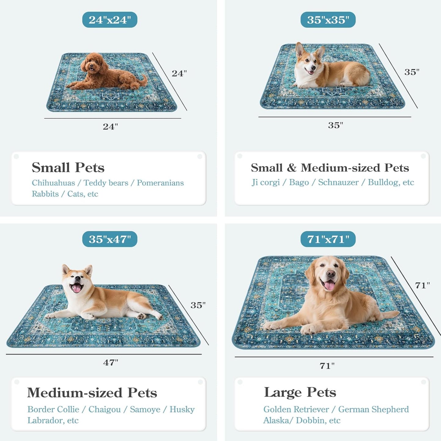 HAOCOO Washable Pee Pads for Dogs, Super Absorbent Reusable Puppy Training Pads, (2 Pack) 2Ft x 2Ft Blue Waterproof Leak-Proof and Non-Slip Whelping Pads Potty Pads for Pet Housebreaking