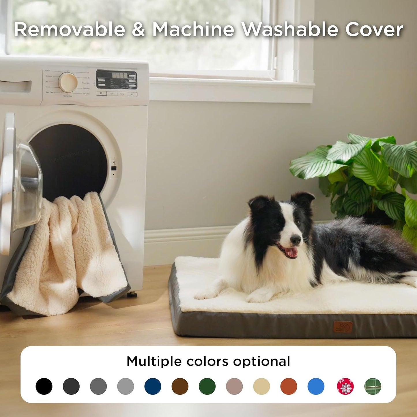 Bedsure XL Dog Beds Large Sized Dog -Orthopedic Flat Extra Large Pet Beds with Removable Washable Cover, Egg Crate Foam Mat, Suitable for Pet Up to 100 lbs