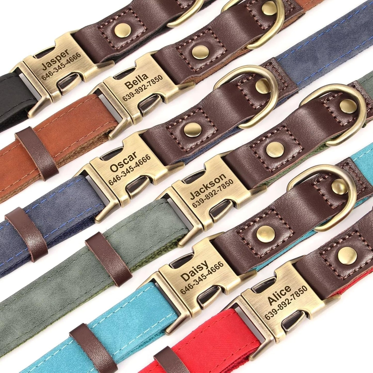 Didog Soft PU Leather Dog Collar for Large Dogs,Classic Adjustable Dog Collars with Quick Release Metal Buckle,Easy Clean and Comfortable with Nylon Lining,Olive Green,L Neck 15-23"