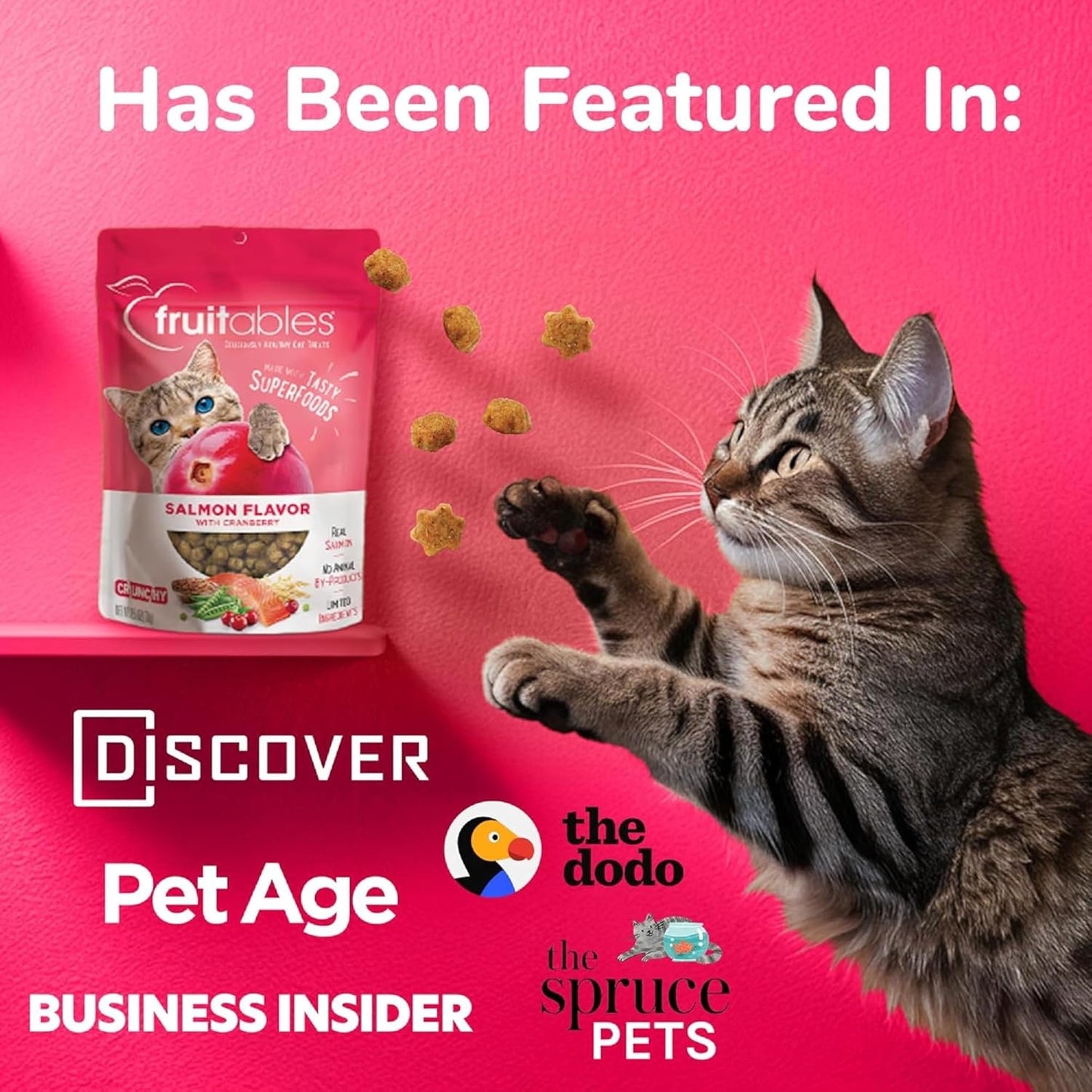 Fruitables Cat Treats, Healthy Treats For Cats, Low Calorie and Packed with Protein, Crunchy Biscuits, Free of Wheat, Corn and Soy, Made with Real Tuna and Pumpkin, 2.5oz