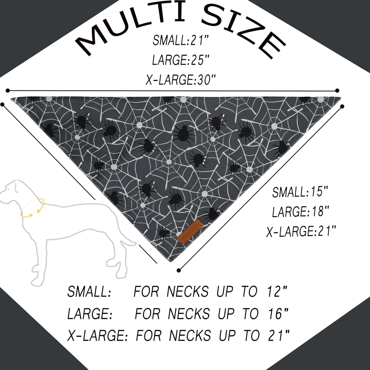 Realeaf Halloween Dog Bandanas 2 Pack, Reversible Orange Gray Pet Scarf for Boy and Girl, Premium Durable Fabric, Holiday Bandana for Small Medium Dogs (Halloween, Small)