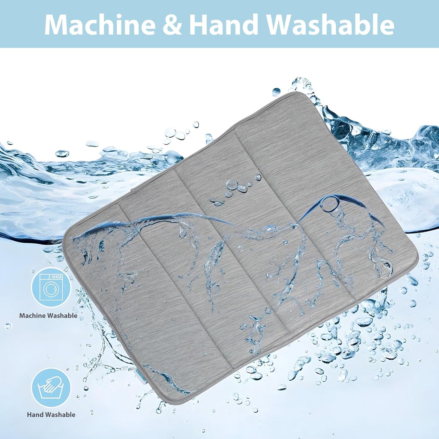 Dog Cooling Mat for Small Dogs - 24x18 Orthopedic Memory Foam Pet Pad for Summer, QMAX>0.5, Washable Premium Comfort Crate Pad for Your Furry Companion, Grey