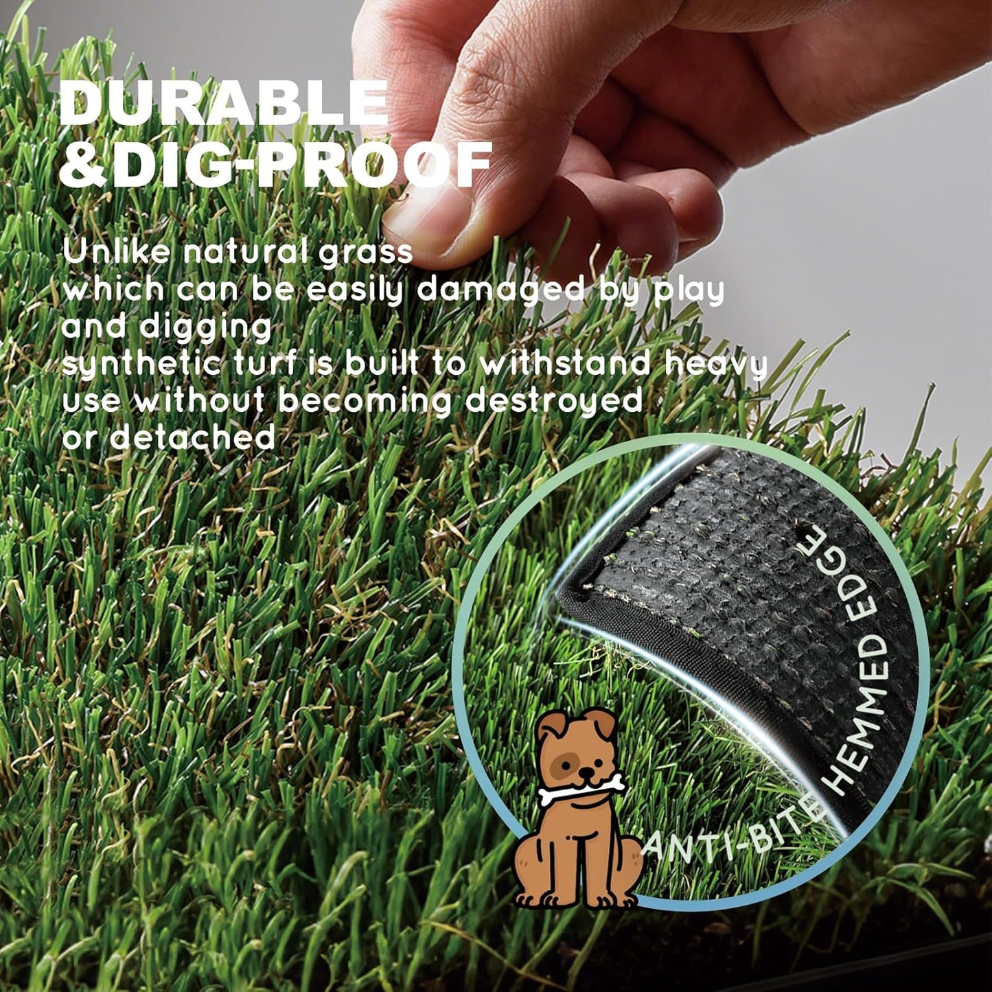 HQ4us Dog Grass Pad with Tray Large 34”×23” Dog Litter Box Toilet with 2×Artificial Grass for Dogs with Hemmed Edge, Pee Pads for Dogs, Realistic, Less Stink, Potty for Balcony
