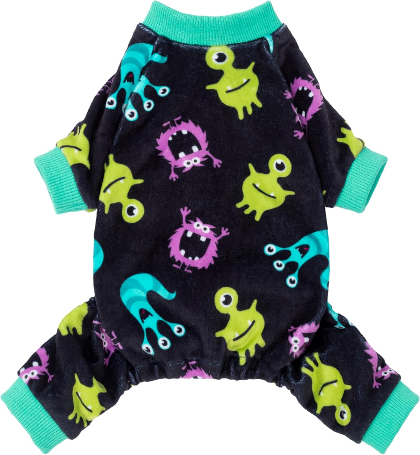 Fitwarm Cute Monster Halloween Dog Pajamas, Funny Costumes for Small Dogs Boy Girl, Festive Pet Clothes, Green, Purple, Black, XL