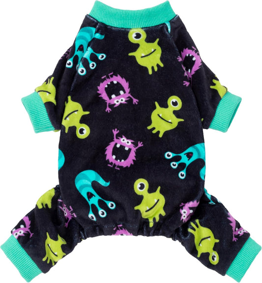 Fitwarm Cute Monster Halloween Dog Pajamas, Funny Costumes for Small Dogs Boy Girl, Festive Pet Clothes, Green, Purple, Black, XL