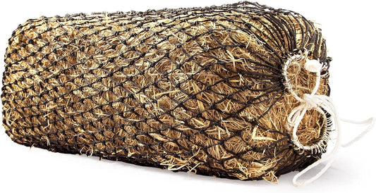 Bloomoak Slow Hay Net Feeder for Horses, Durable Soft Black PE 2/3 String Hay Bales Bags, Fit 36x18x18 to 47x25x17 Inches, Extends 50-64 Inches (2 1.6" Hole/1PC)
