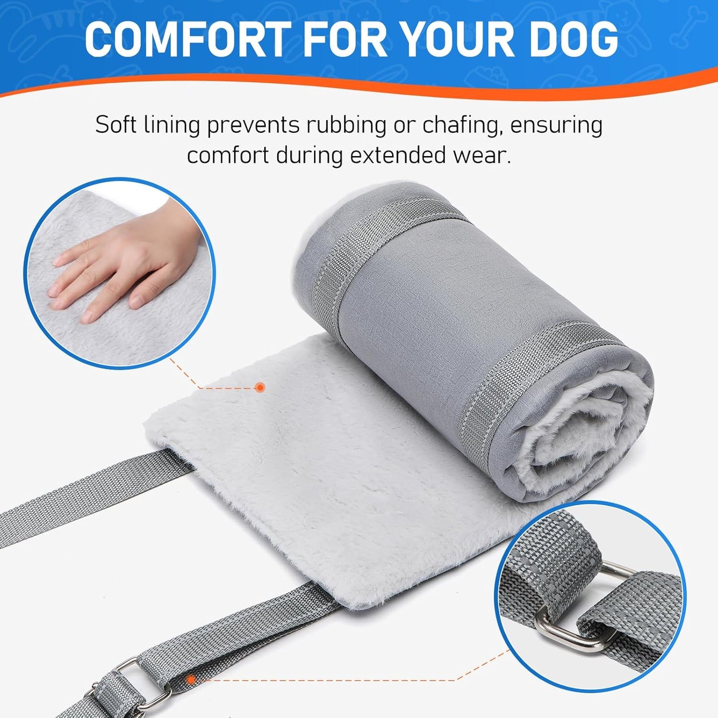 Dog Lift Harness for Large Dogs, Adjustable Dog Sling for Back Legs, Hip Support Harness to Help Lift Dogs Rear for Canine Aid and Old K9 Cruciate Ligament Rehabilitation - Large, Grey