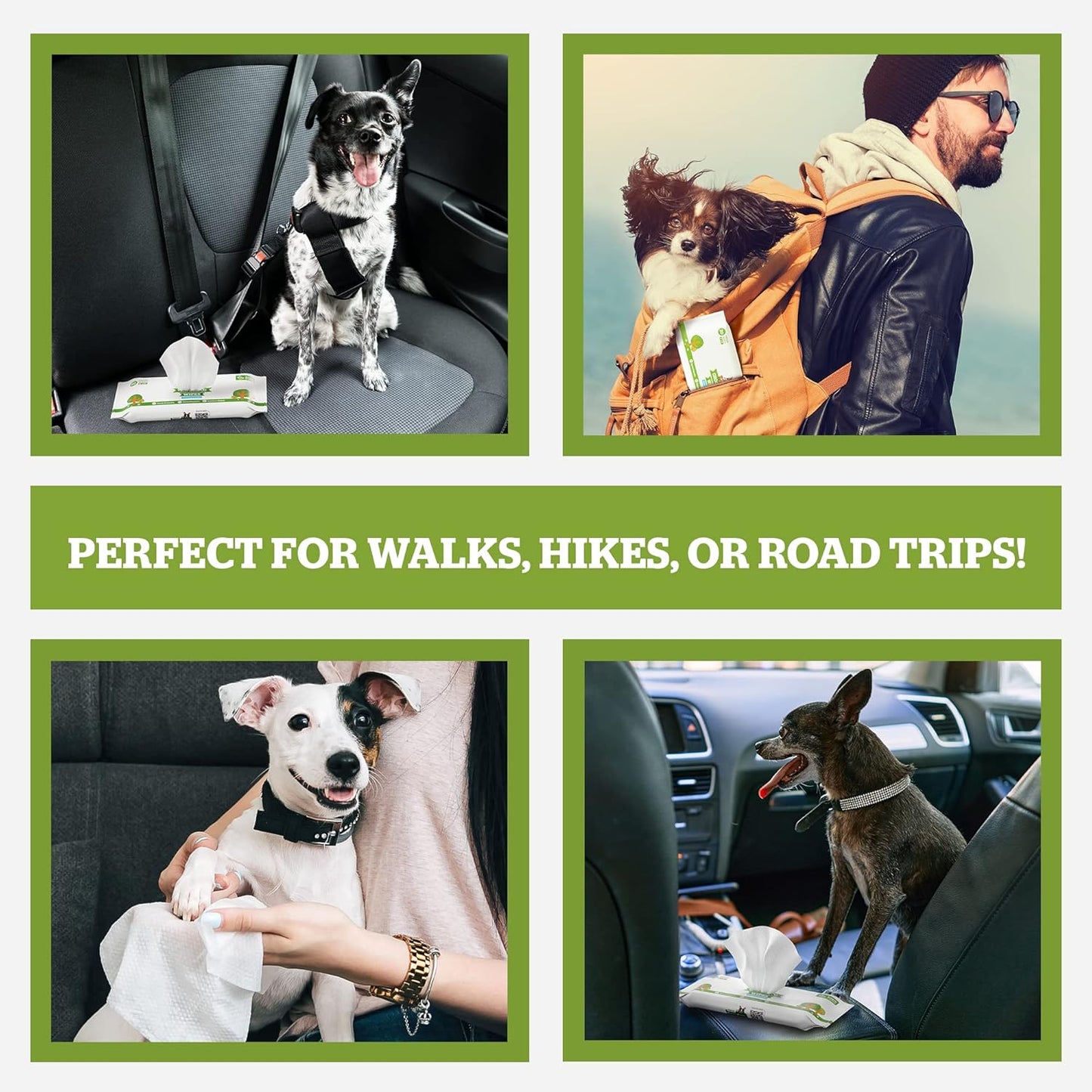 Pogi’s Dog Wipes Travel Packs – Hypoallergenic Pet Wipes for Paws, Body & Butt – Cleaning & Hydrating, Fragrance Free, 120-Count