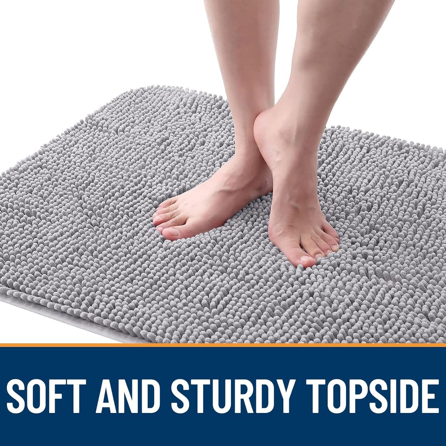 OLANLY Dog Door Mat for Muddy Paws 36x24, Absorbs Moisture and Dirt, Absorbent Non-Slip Washable Doormat, Quick Dry Chenille Mud Mat for Dogs, Entry Indoor Entryway Carpet for Inside Floor, Light Grey