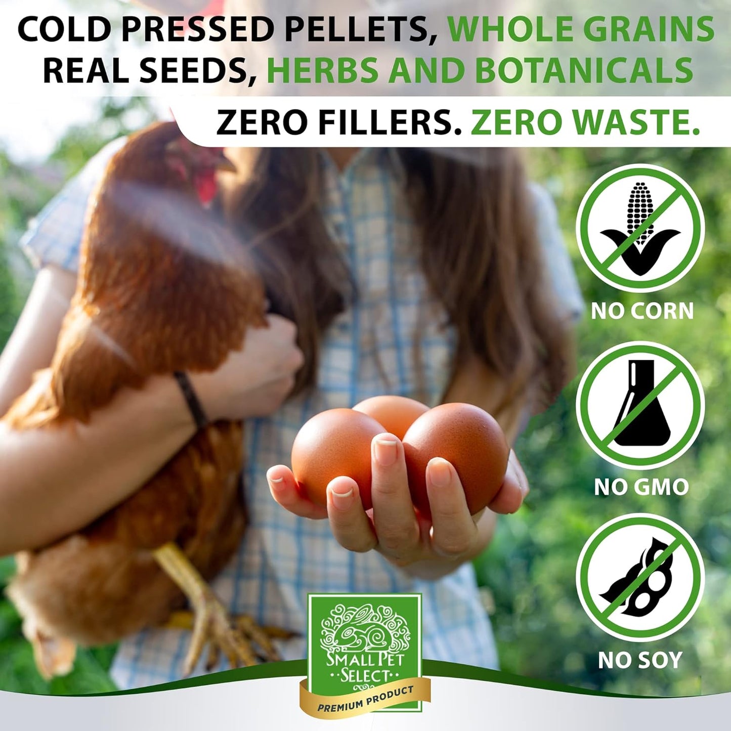 Small Pet Select Chicken Layer Feed Pellets, Food for Chickens and Laying Hens, Poultry and Waterfowl, High Protein and Omega 3, Corn and Soy Free, Non-GMO, 20 lb