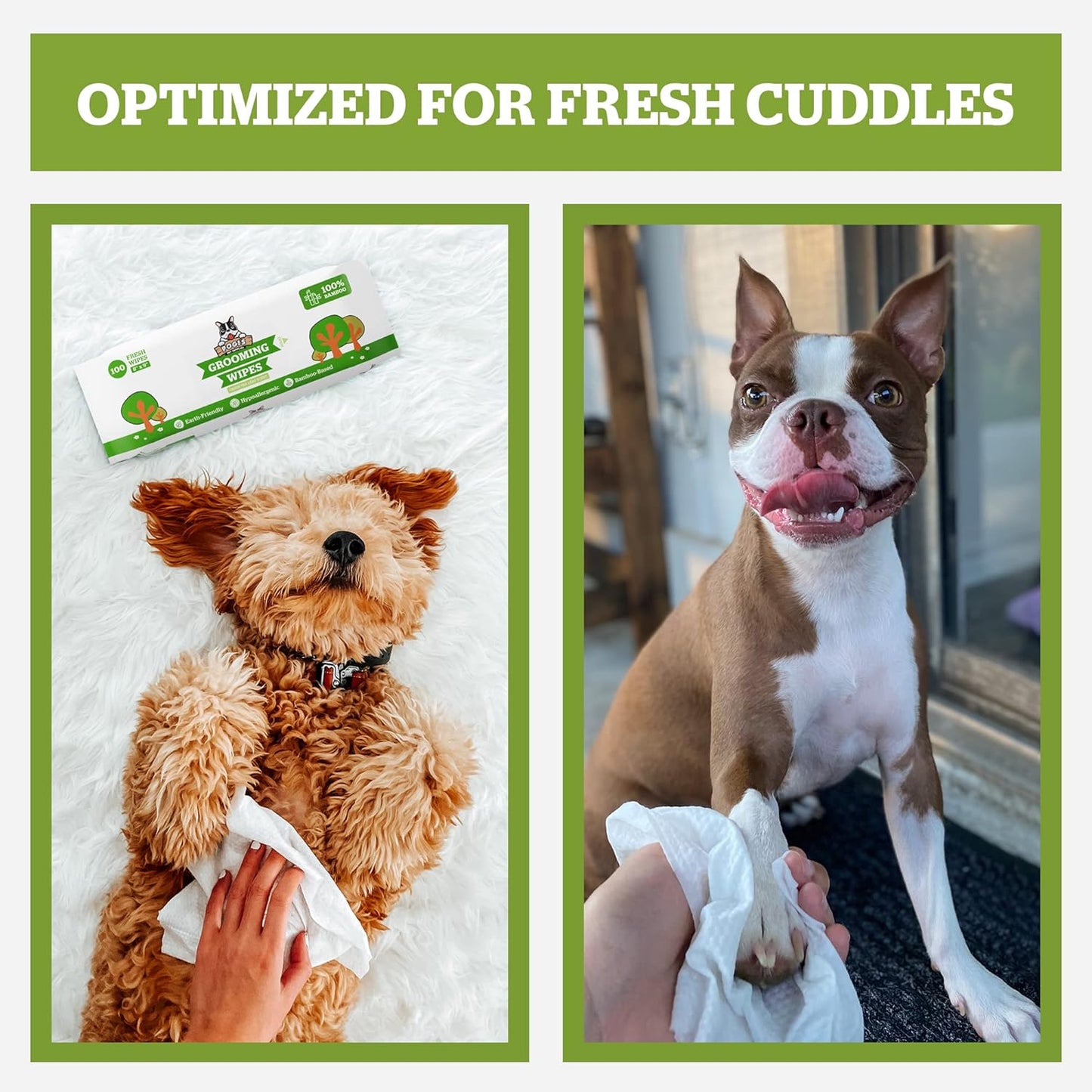 Pogi’s Dog Grooming Wipes – Hypoallergenic Pet Wipes for Paws, Body & Butt – Cleaning & Hydrating, Green Tea Scent, 400-Count