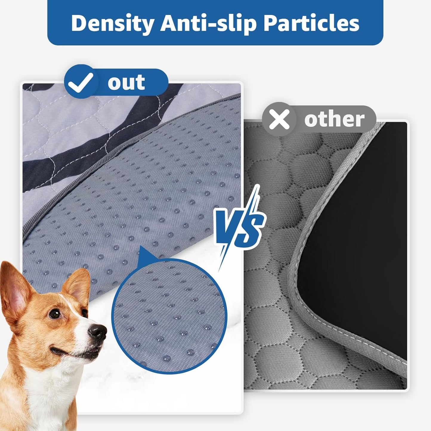 2 Pack Washable Puppy Pads for Dogs: 41x41In Reusable Pee Pads with Absorbent Whelping Features - Waterproof Non-Slip Dog Rug Protector for Potty Training, Beds, Couches, and Carpets, Gray
