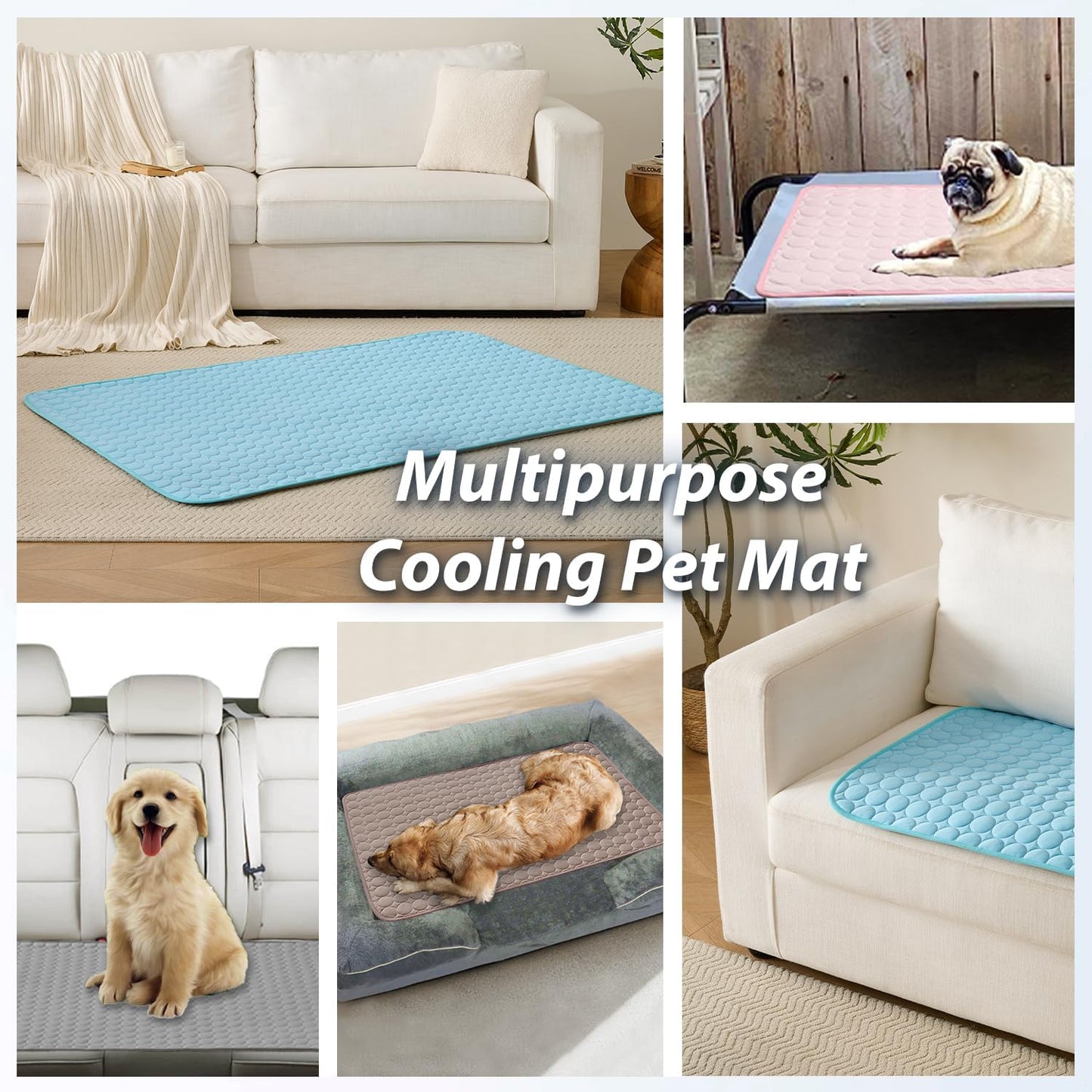 MICROCOSMOS Summer Cooling Mat & Sleeping Pad- Water Absorption Top, Materials Safe, Easy Carry, EZ Clean. Keep Cooling for Pets, Kids and Adults.(Pink, 48" x48")