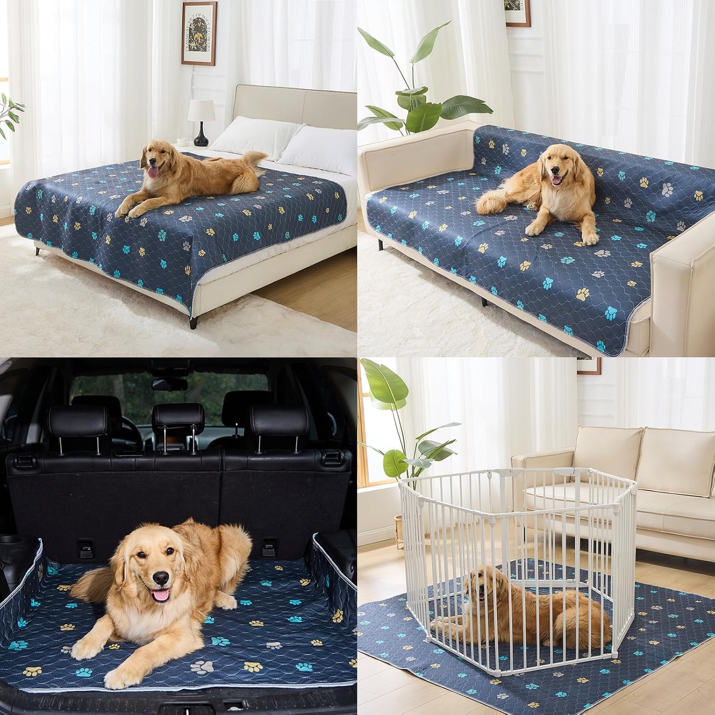 Aitmexcn Washable Puppy Dog Pee Pad, 2PCS 100% Waterproof Whelping Training Mat for Puppy/Senior Dog, Fast Drying Reusable Puppy Pads for Indoor, Outdoor and Car Travel- 48'' x 48'',Gray