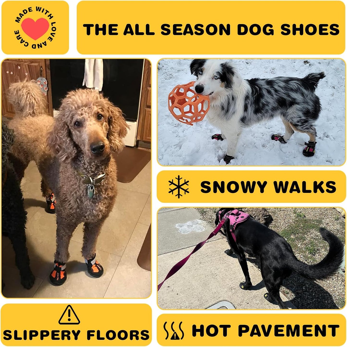 Hcpet Dog Shoes, Dog Boots for Small Dogs, Breathable Medium Dog Booties Paw Protector for Summer Hot Pavement, Winter Snowy Day, Outdoor Walking, Indoor Hardfloors Anti Slip Sole Pink Size 5