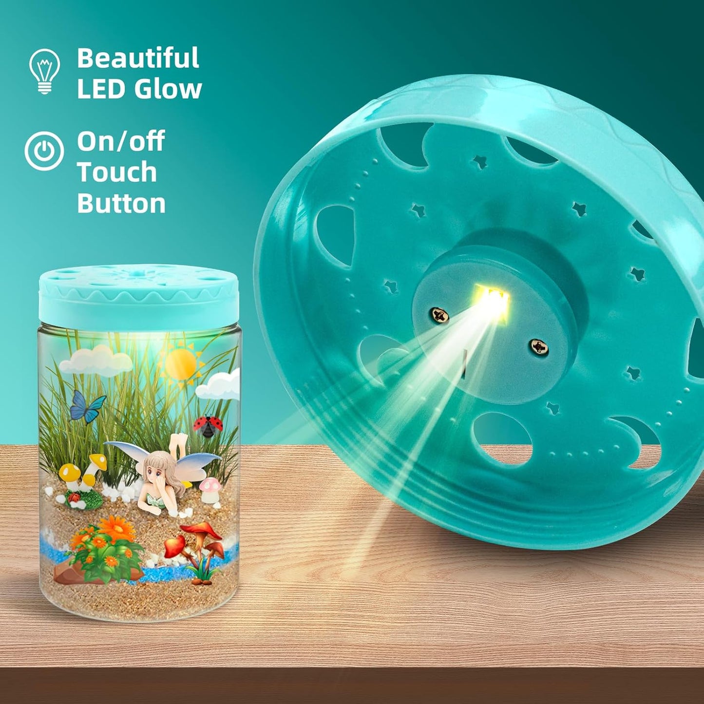 Light Up Terrarium Kit for Kids,Fairy Gardening Kit for Boys and Girls,Creative Educational Gardening Toy,Arts and Crafts Activity Kits,Birthday Gifts for Ages 4 5 6 7 8-12