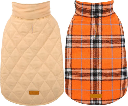 Kuoser Waterproof Dog Coat, Reversible Dog Jacket for Medium Dogs, Adjustable Durable Doggie Winter Coat Warm Puppy Cold Weather Apparel from Small to Large Breed, Orange M