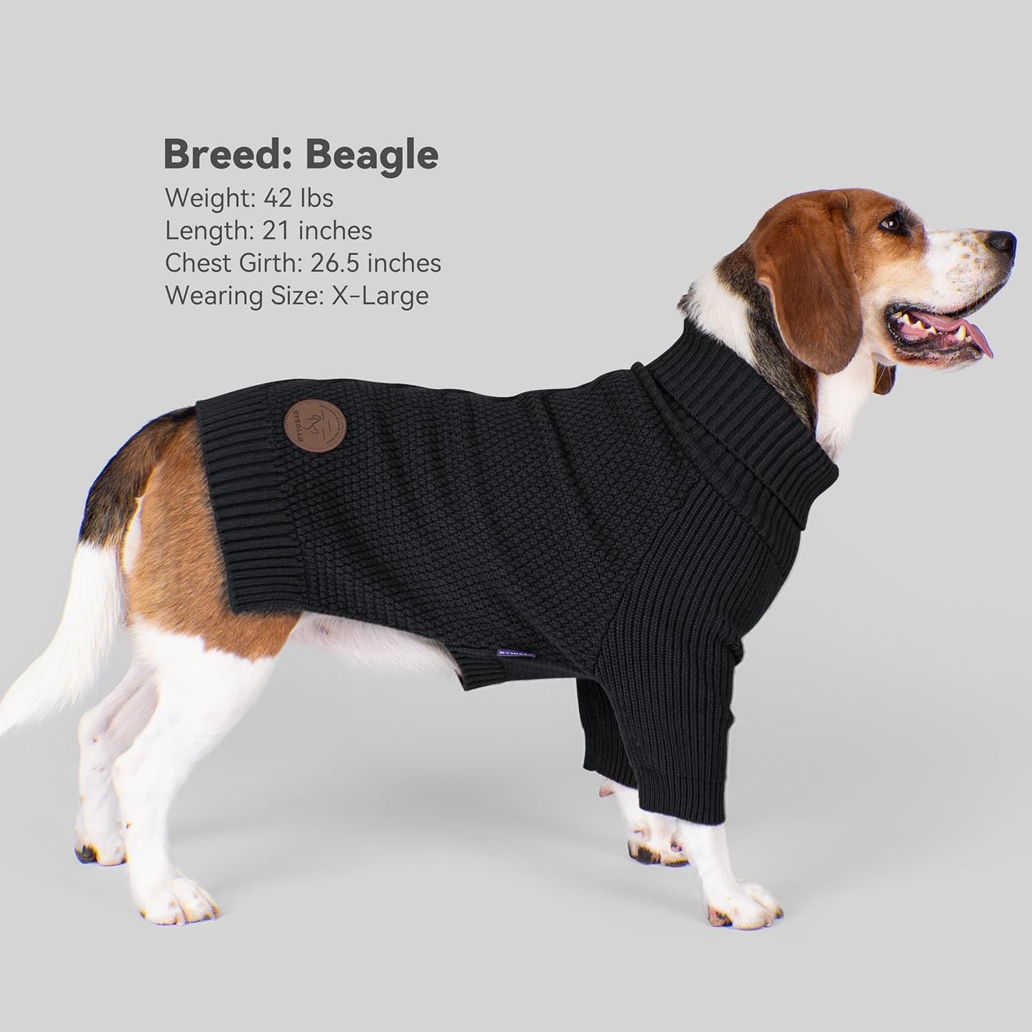 cyeollo 4XL Dog Sweater, Stretchy & Cozy Warm Dog Sweaters for Large Dogs Boy, Pullover Knit Fall Winter Sweatshirt Big Dogs Clothes, Doberman Great Dane Apparel, Black XXXXL