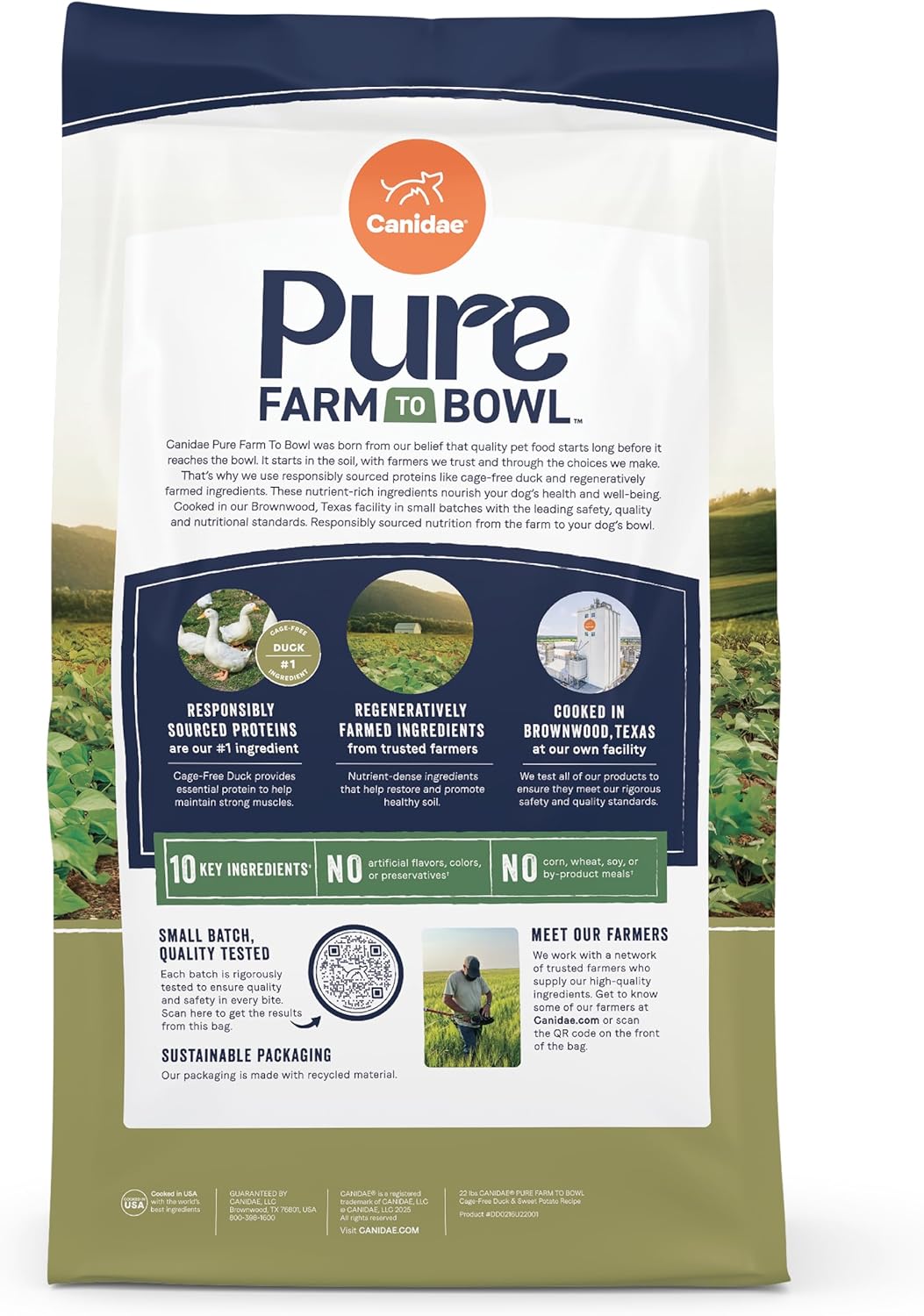 Canidae Pure Farm to Bowl Cage-free Duck & Sweet Potato, Adult, Grain-Free Dry Dog Food, 12lb