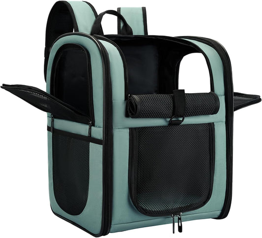 Apollo Walker Dog & Cat Carrier Backpack for 4-15lb Pets - Ventilated Safe Design with Padded Back Support, Breathable Mesh Pet Backpack for Hiking, Travel, Outdoor (Blue)