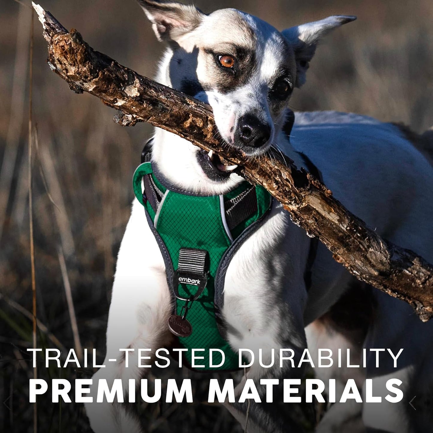 Embark Adventure Dog Harness, Reflective Trim No Pull Dog Harness Medium Sized Dogs - Military Grade Nylon, Front Clip with Gel Lined Handle.