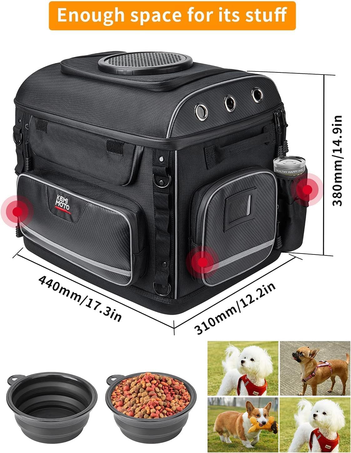 KEMIMOTO Motorcycle Dog/Cat Carrier Bags Pet Voyagers for Street Glide Road King with Passenger Seat Sissy Bar or Luggage Rack Touring Trike Models