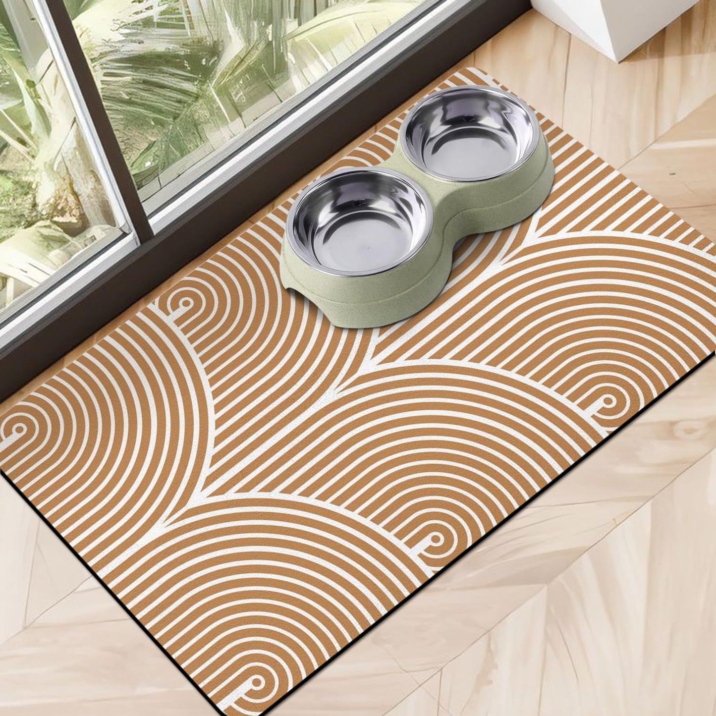 Eco-Friendly Pet Supplies: Absorbent Quick Dry Cat & Dog Food Mat, 16"x24"