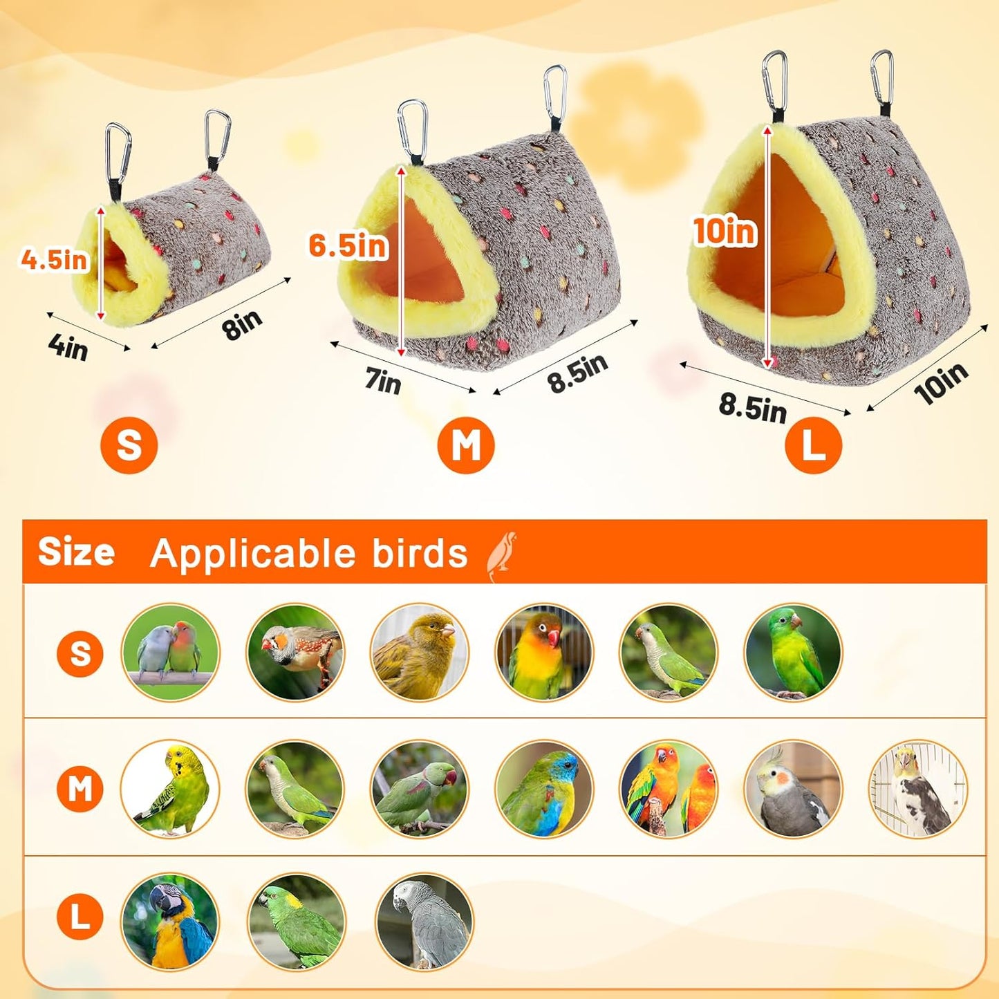 MEWTOGO Medium Warm Bird Nest House - Cozy Bird Bed for Cage with Mat, Hanging Hammock Shed Hideaway Hut for Budgerigar Monk Parakeet Rose-Ringed Parakeet Plain Parakeet Sun Conure Cockatiel