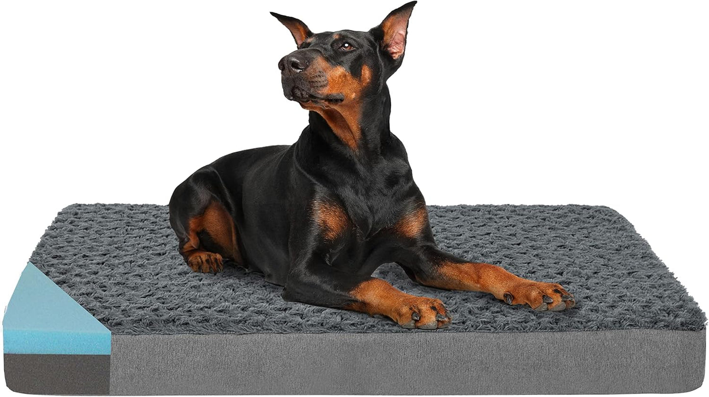 Orthopedic Memory Foam Dog Bed, Cooling Dog Beds for Extra Large Dogs -Waterproof Pet Bed for Crate with Removable Washable Cover, XXL(47inch,110Lbs)