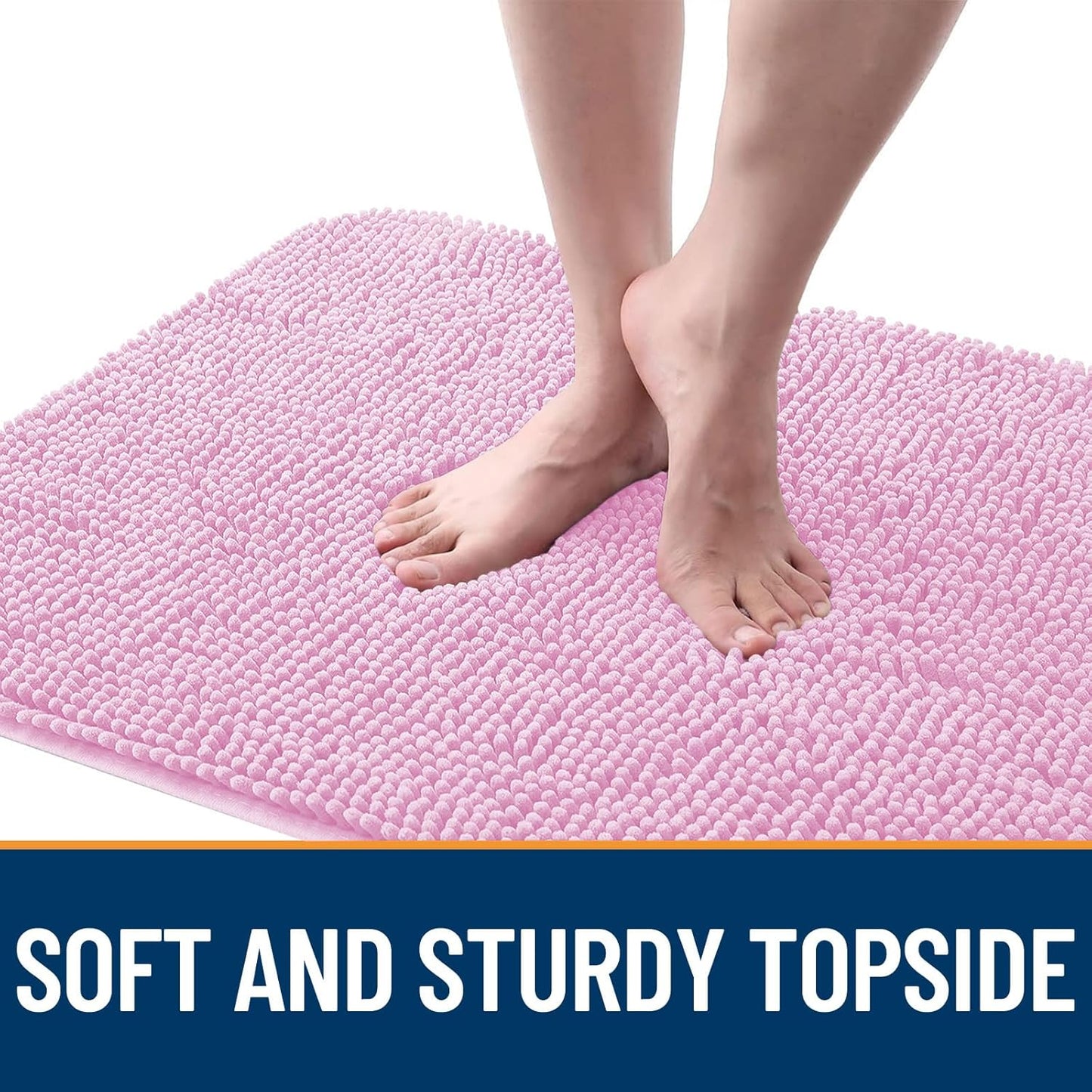OLANLY Dog Door Mat for Muddy Paws 70x24, Absorbs Moisture and Dirt, Absorbent Non-Slip Washable Doormat, Quick Dry Chenille Mud Mat for Dogs, Entry Indoor Entryway Carpet for Inside Floor, Pink