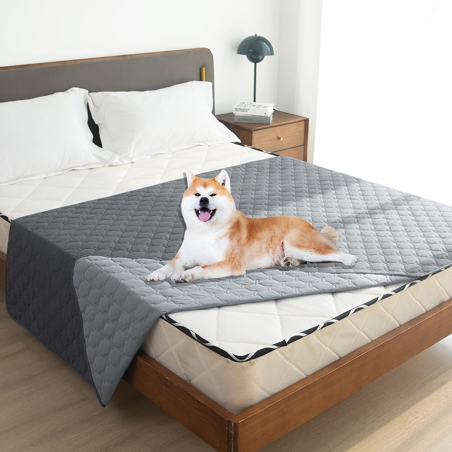 gogobunny 100% Double-Sided Waterproof Dog Bed Cover Pet Blanket Sofa Couch Furniture Protector for Puppy Large Dog Cat, Reversible (82x82 Inch (Pack of 1), Dark Grey/Light Grey)
