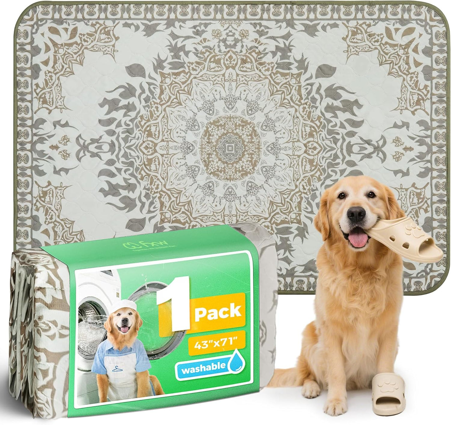 FXW Washable Pee Pads for Dogs, Puppy Pads with Super Absorbent, Specifically Designed for FXW Rollick/Homeplus 32 inch 6 Panels Dog Pen, 72" × 43" Rectangle, Boho, 1 Pack