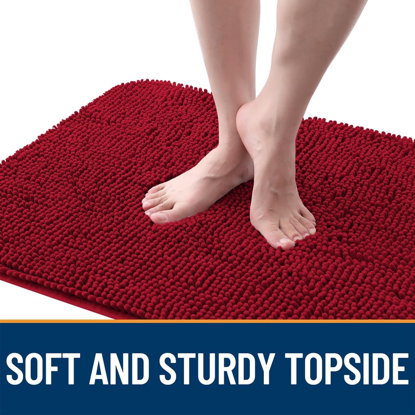 OLANLY Dog Door Mat for Muddy Paws 24x16, Absorbs Moisture and Dirt, Absorbent Non-Slip Washable Doormat, Quick Dry Chenille Mud Mat for Dogs, Entry Indoor Entryway Carpet for Inside Floor, Red