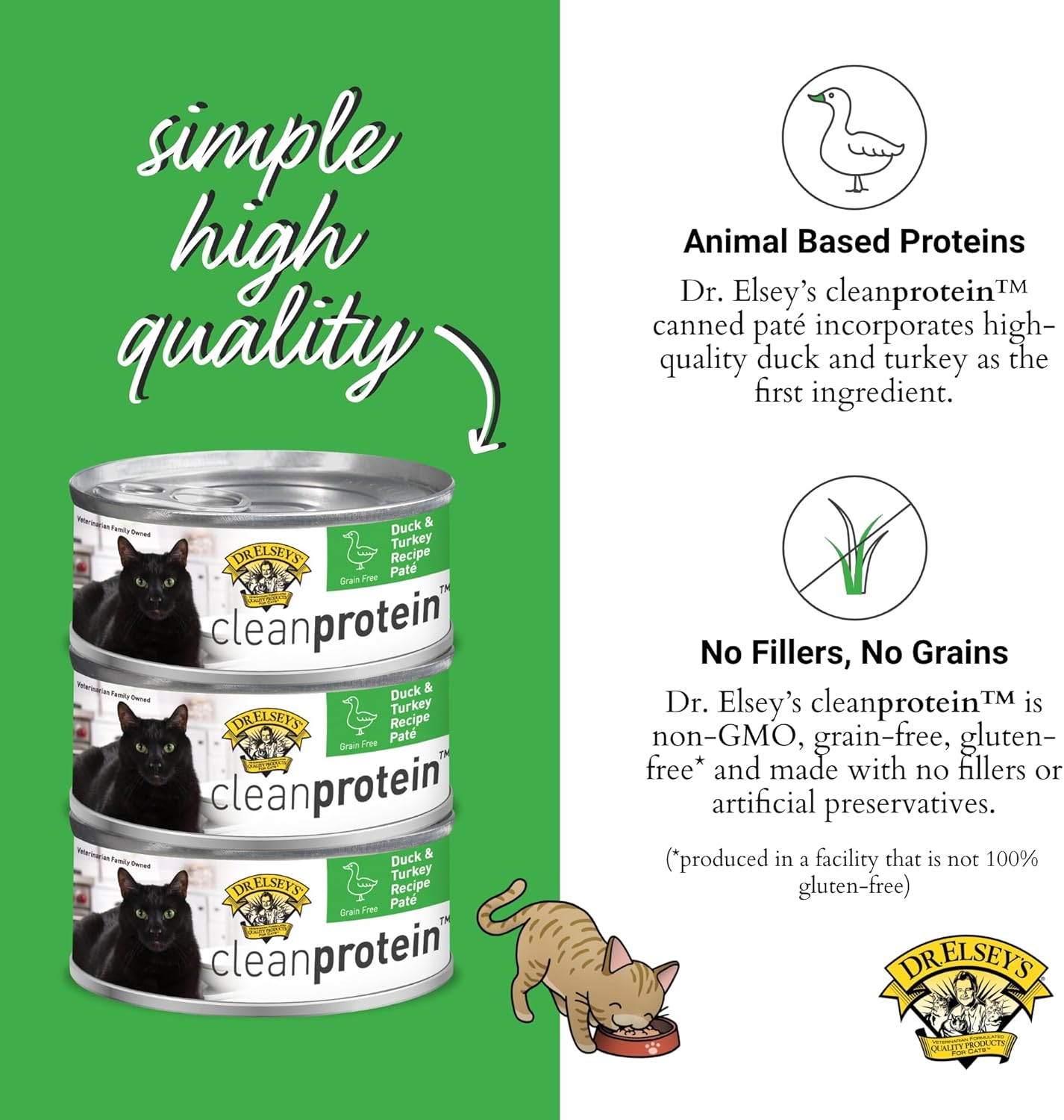 Dr. Elsey's cleanprotein Duck & Turkey Recipe Wet Cat Food (Case of 24), 2.75 oz Canned Food