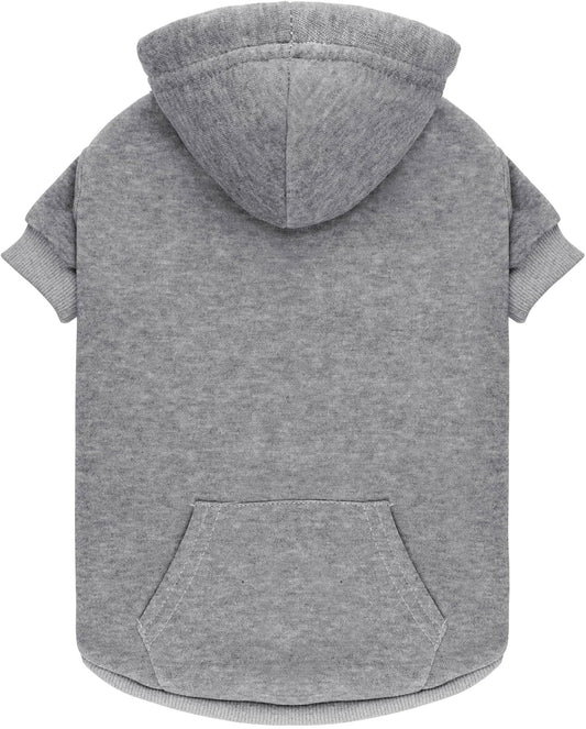 Dog Sweaters for Medium Dogs Dog Hoodie Dog Sweater Solid Soft Brushed Fleece Dog Clothes Dog Hoodie Sweatshirt with Pocket(Grey-M)