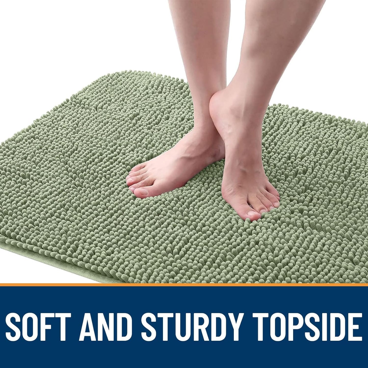 OLANLY Dog Door Mat for Muddy Paws 44x24, Absorbs Moisture and Dirt, Absorbent Non-Slip Washable Doormat, Quick Dry Chenille Mud Mat for Dogs, Entry Indoor Entryway Carpet for Inside Floor, Sage Green