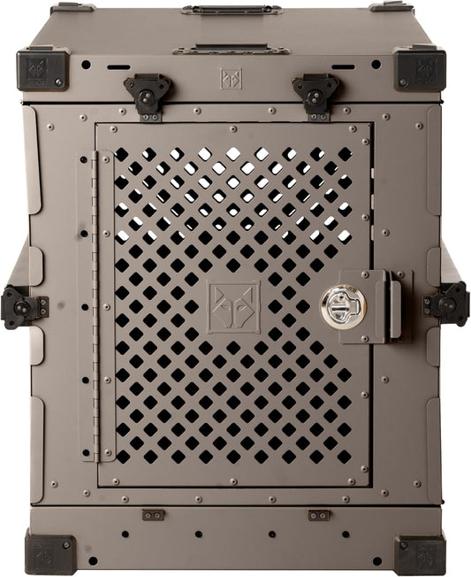 Impact Collapsible Dog Crate - Foldable Hard Crate for Large Dogs - Heavy Duty Travel Kennel with Powder-Coated Aluminum - Quick Setup for Indoor & Outdoor (Gray, 40" (40.5" L x 23" W x 29" H))